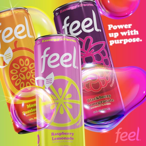 FEEL three-flavor assortment on shelf highlights vegan, non-GMO energy options without spikes.