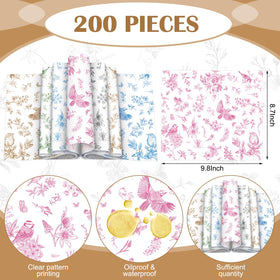 Feifeiya floral wax paper pink pattern ideal for gift packaging and party favors.