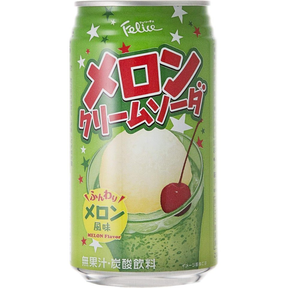 Felice Melon Cream Soda 11.83 oz cans front view for 24-pack sharing