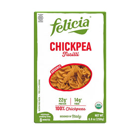 Felicia gluten-free pasta pack shot highlights protein and clean ingredients.