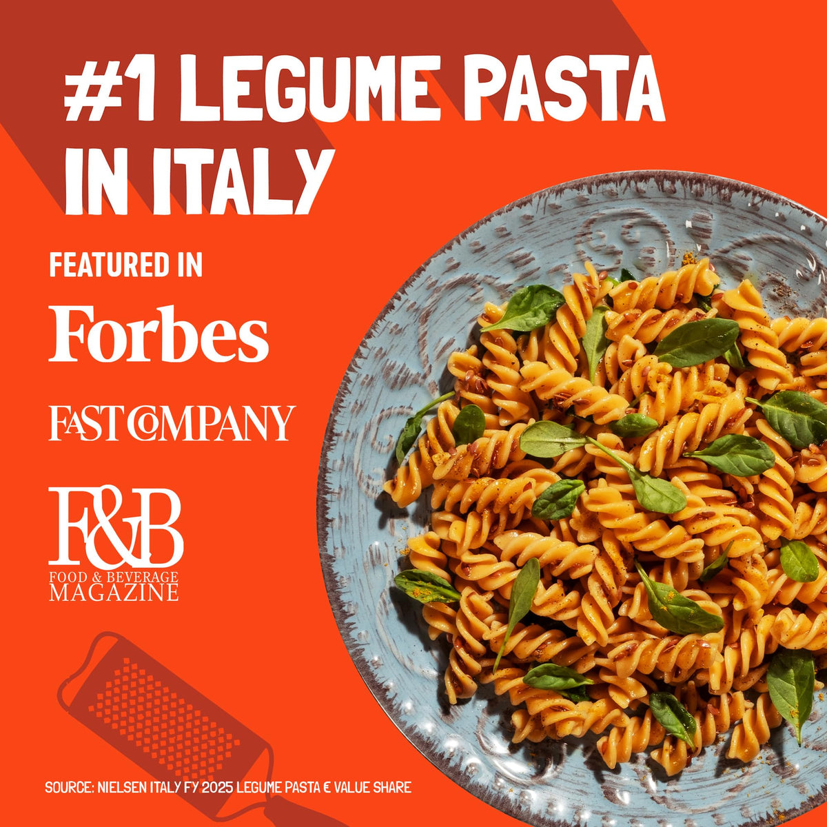 Felicia plated fusilli with sauce demonstrates fiber-rich dinner options.