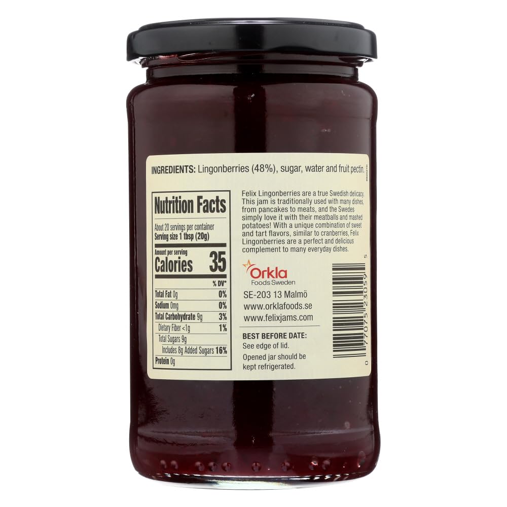 Felix lingonberry preserves spread on toast, bright flavor elevating breakfast or snacks.