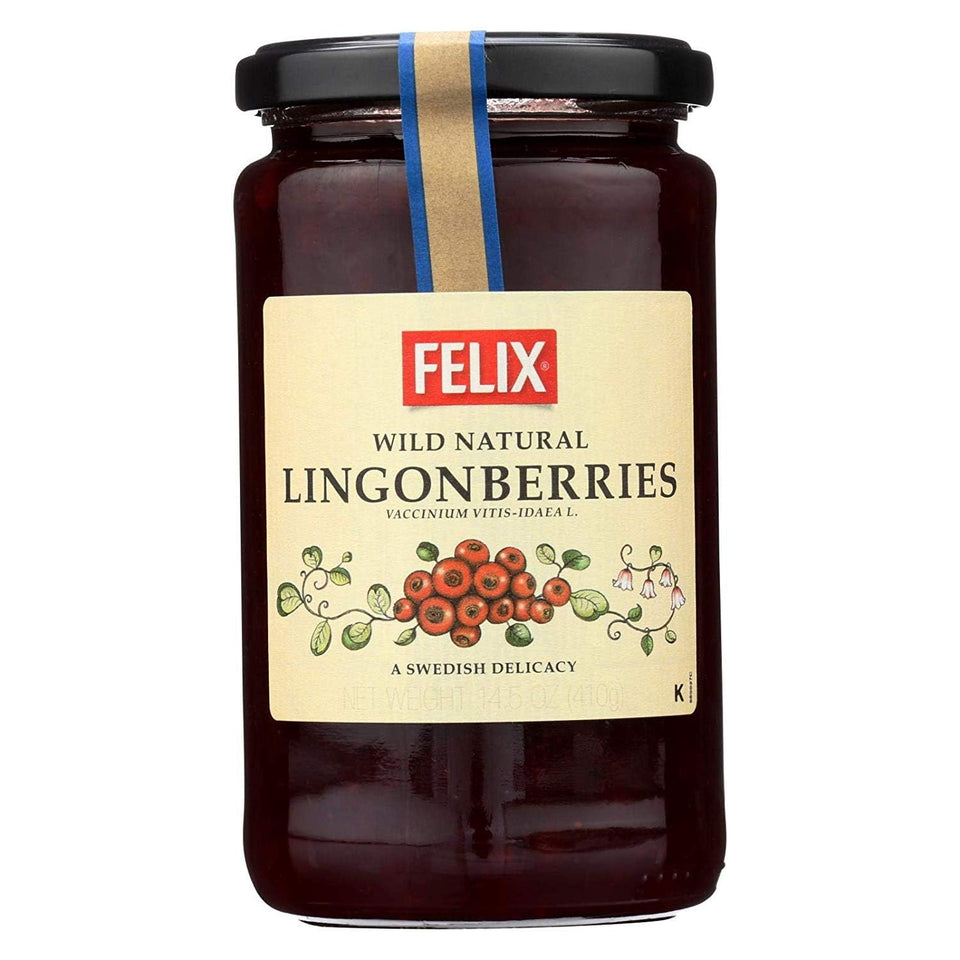 Felix Wild Lingonberries Spread jar, ideal on toast for bright berry flavor.