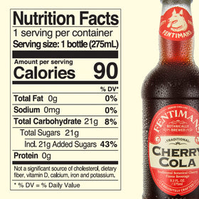 Fentimans Cherry Soda being poured into a glass, highlighting refreshing flavor.