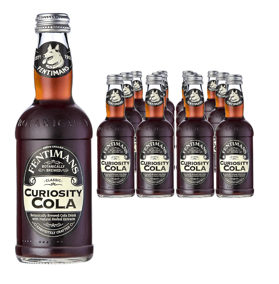Fentimans Curiosity Cola bottle pour highlights botanicals and natural refreshment.