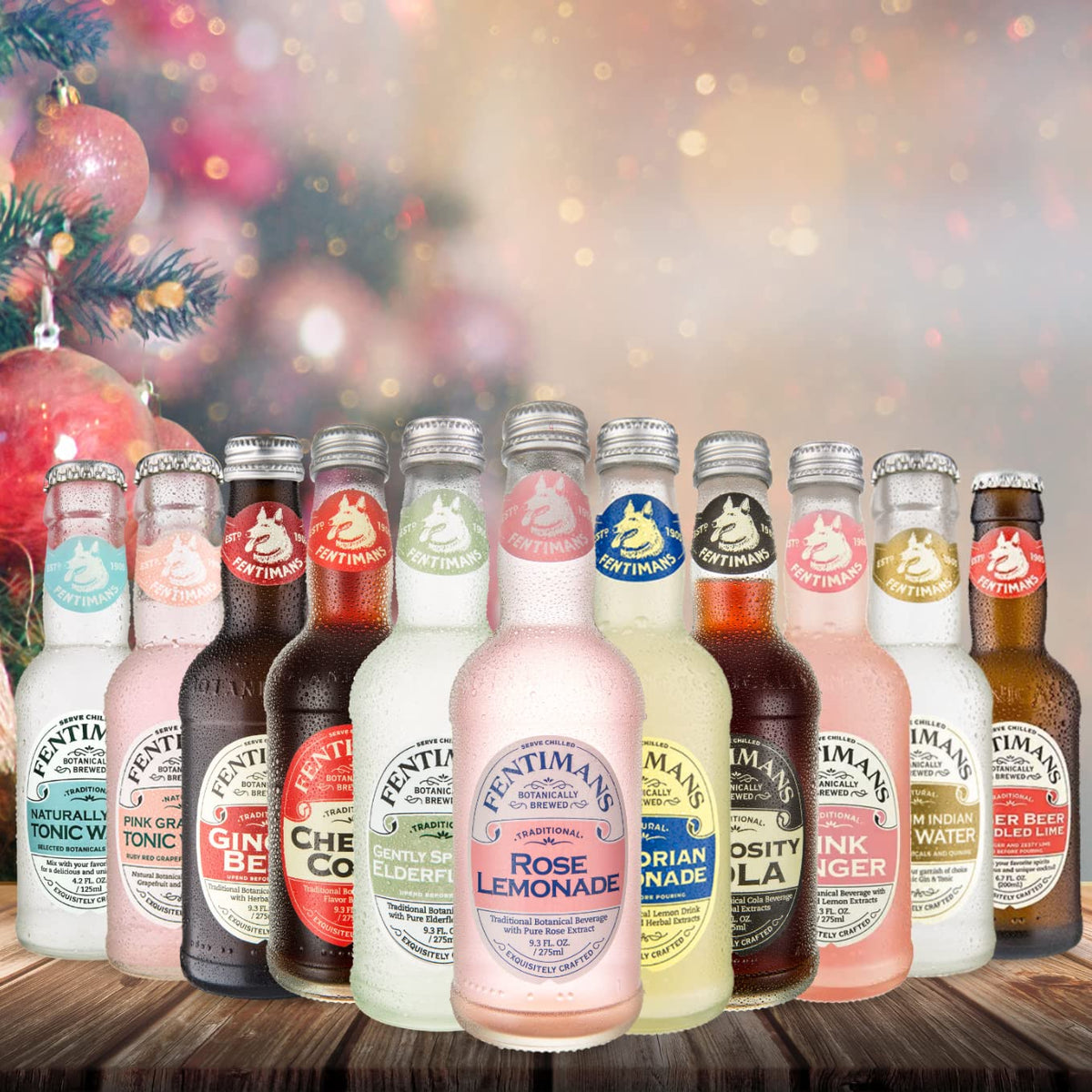 Fentimans All-natural ingredients badge highlights gluten-free, preservative-free soda.