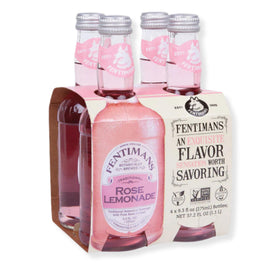 Fentimans Sparkling Rose Lemonade bottle front showing pink hue, ideal as a mixer