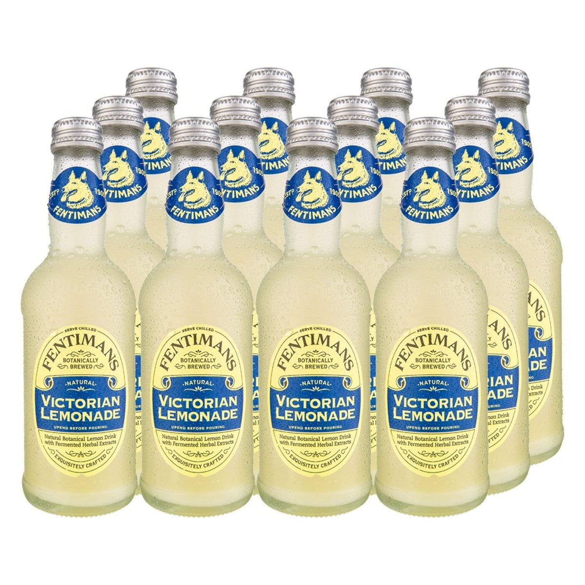 Fentimans Sparkling Victorian Lemonade bottle with botanically brewed flavor.