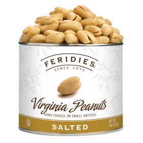 FERIDIES extra-large salted Virginia peanuts in a 9 oz can, ideal for snacking.