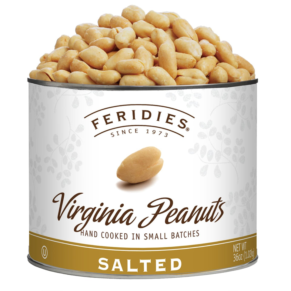 FERIDIES extra-large Virginia peanuts in tin, ideal for sharing at gatherings.