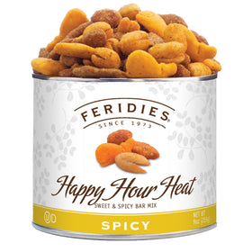 FERIDIES Happy Hour Heat can—premium Virginia peanuts for bold snacking.