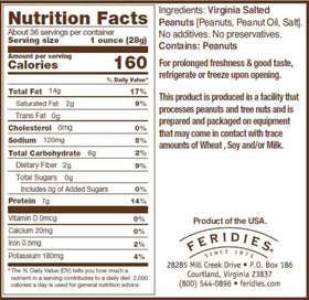 FERIDIES lightly salted Virginia peanuts offering balanced flavor on the go.