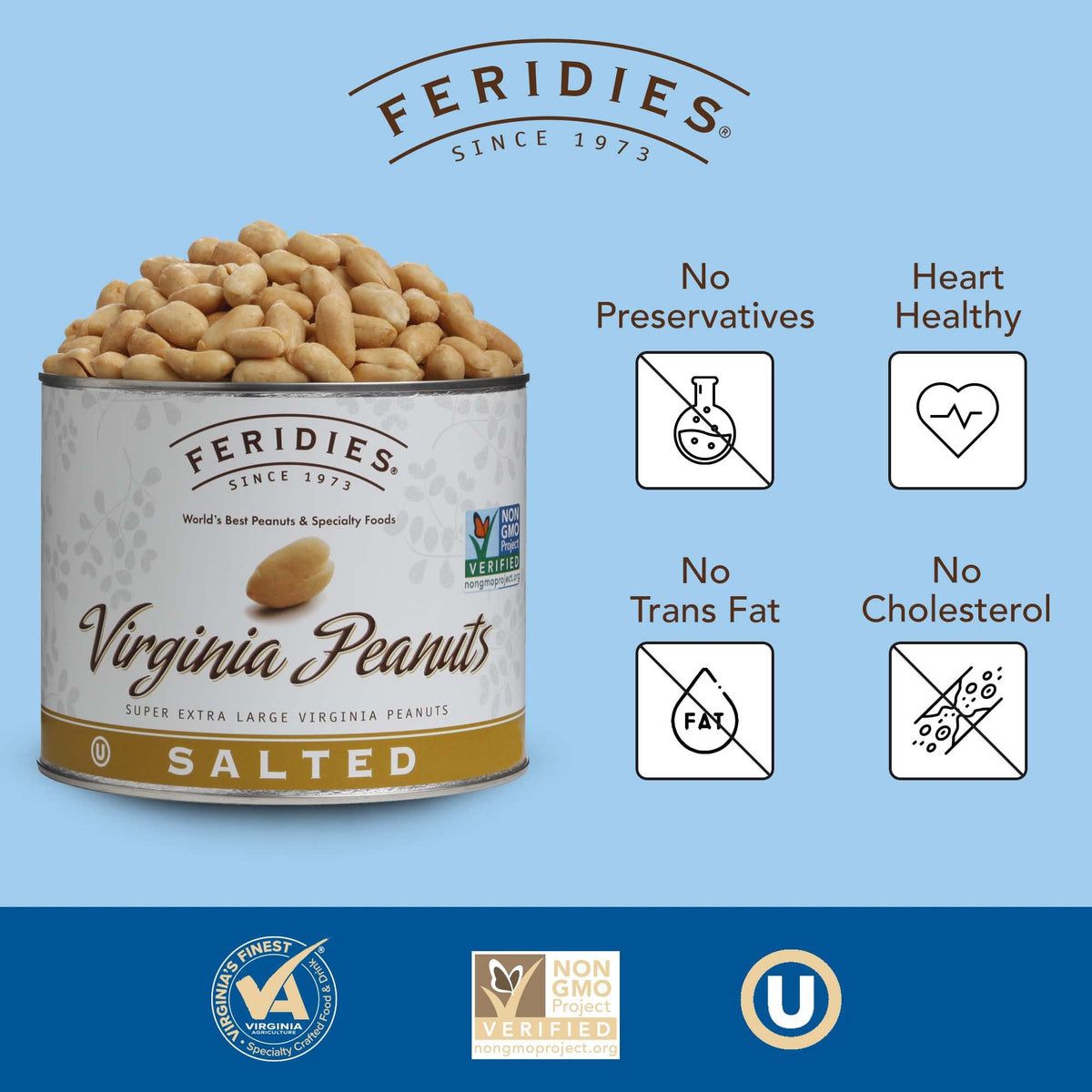 FERIDIES peanut-oil cooked peanuts with crisp texture for quick snacking.
