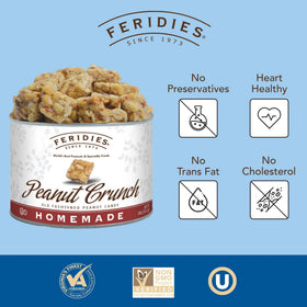 FERIDIES ingredients display Virginia peanuts and candy base.
