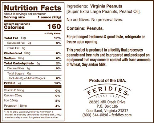 FERIDIES unsalted Virginia peanuts crunchy close-up perfect for pure peanut flavor