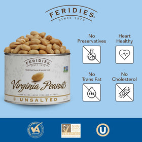 FERIDIES unsalted peanuts side view – crisp texture without added salt.