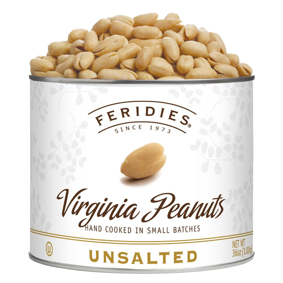 FERIDIES unsalted Virginia peanuts in a tin, salt-free flavor.
