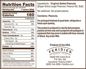 FERIDIES Virginia peanuts in a packaged can, convenient for office snacking.