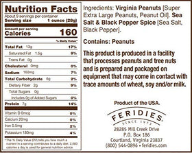 FERIDIES Virginia peanuts close-up showcases premium quality and savory seasoning.