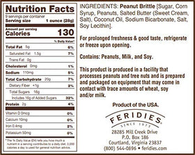 FERIDIES Peanut Brittle Crunch vacuum pack ideal for gifting and on-the-go snacking.