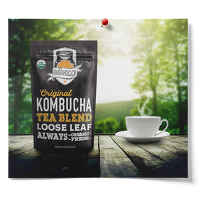 Kombucha brew in glass jar demonstrates large 22-gallon yield