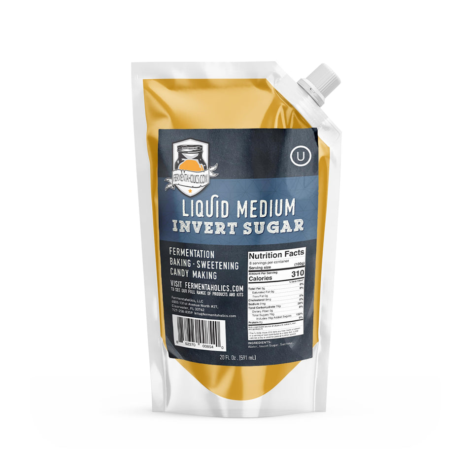Fermentaholics Liquid Invert Sugar Syrup bottle shows smooth texture for desserts