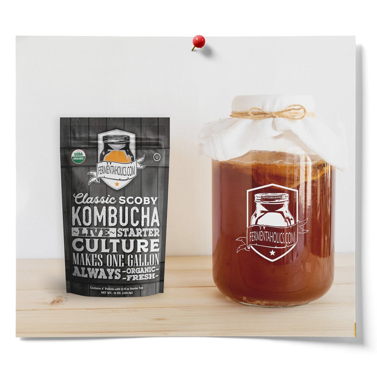 Fermentaholics 1-gallon glass fermentation jar ready for use