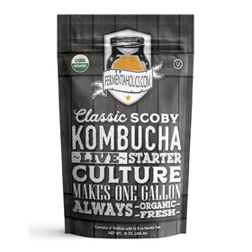 Fermentaholics organic kombucha SCOBY with starter tea ready to kick off a 1-gallon batch