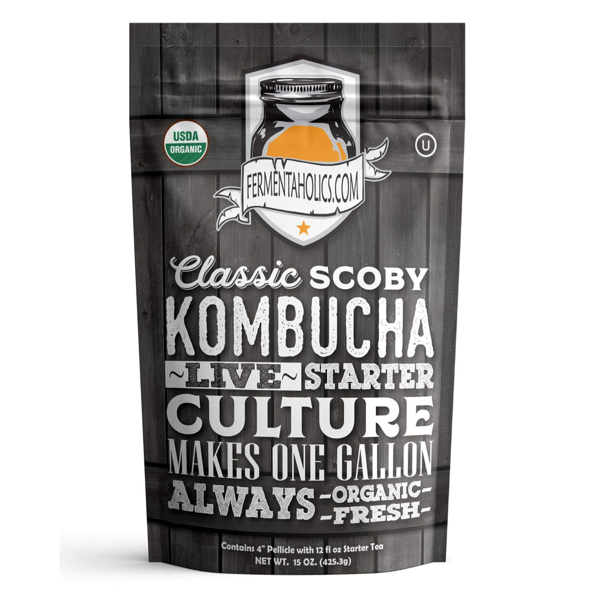 Fermentaholics Organic SCOBY starter tea for confident home brewing.