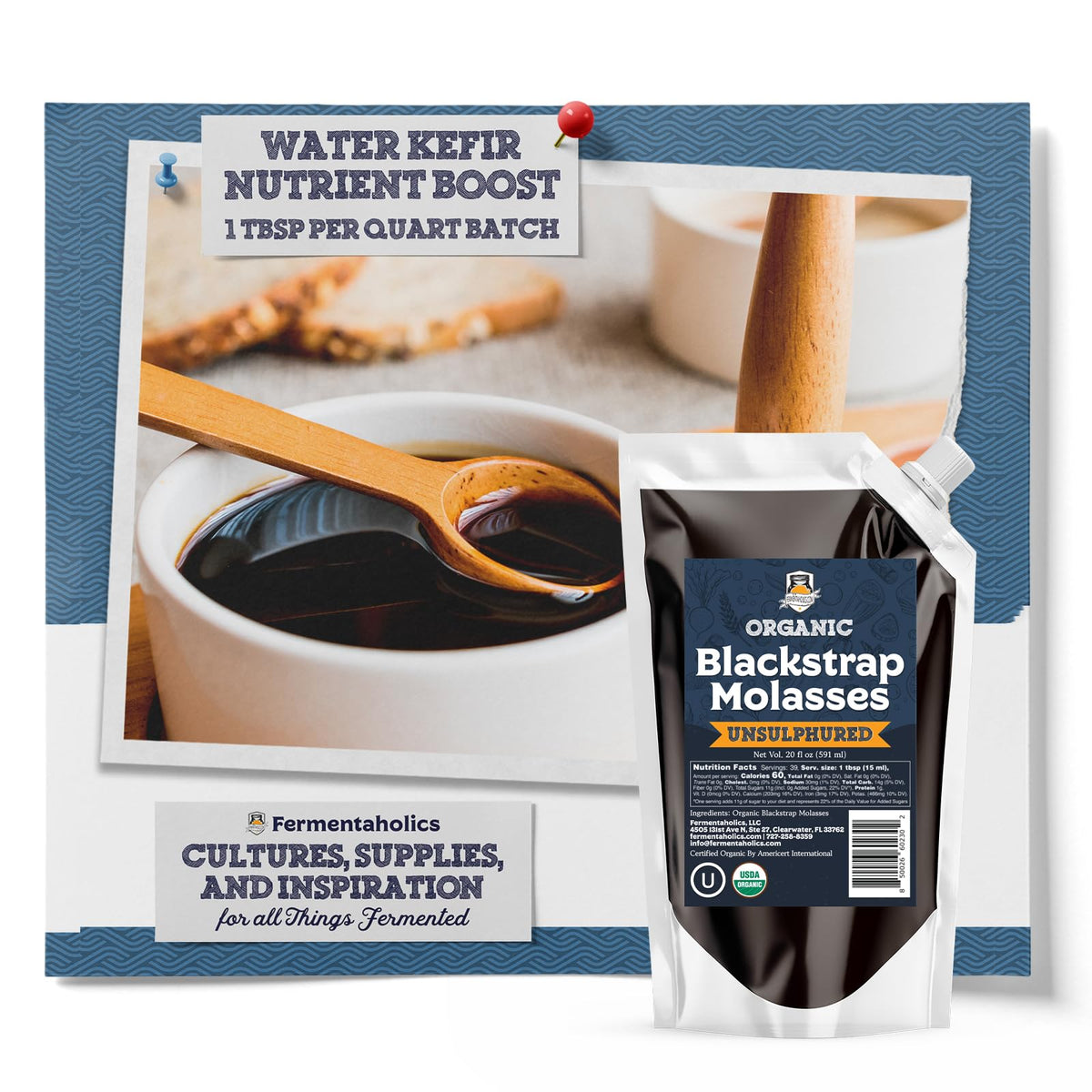 Fermentaholics organic molasses close-up texture used for sweetening and nutrient-rich recipes.