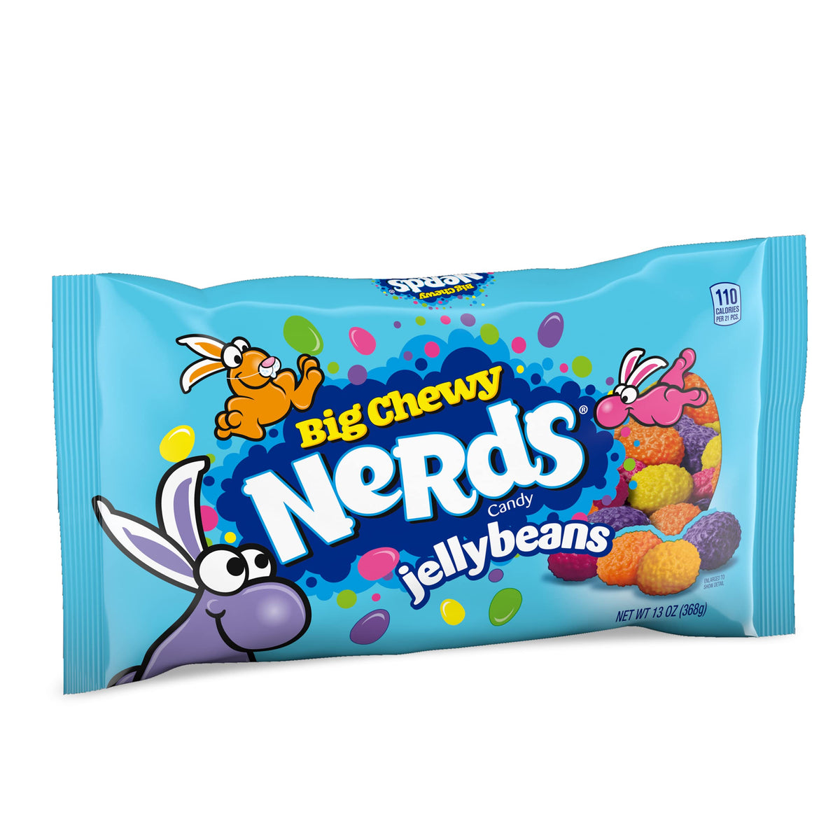 Ferrara Big Chewy NERDS Jelly Beans bag of colorful snacking candy.