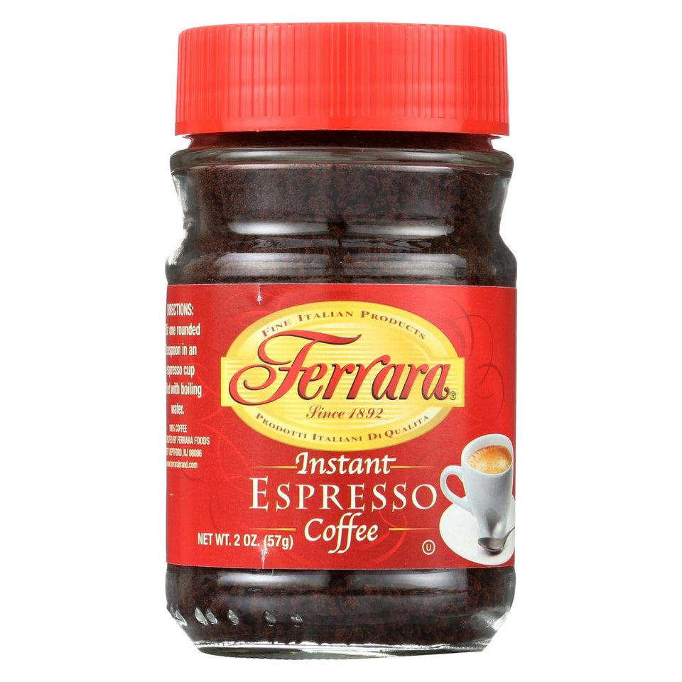 Ferrara Espresso Instant Coffee 2 oz set packaging, convenient two-pack for quick caffeine on the go.