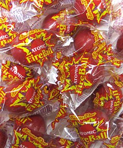 Ferrara Pan Atomic Fireballs 2.5 lb bag offers bold cinnamon flavor for sharing.