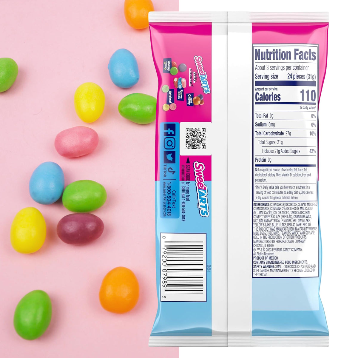 Ferrara SweeTarts Jelly Beans close-up showing vibrant colors for festive treats.