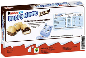 Ferrero Kinder Happy Hippo cross-section shows creamy cocoa filling and crisp wafer