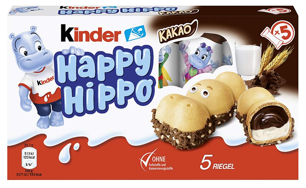 Ferrero Kinder Happy Hippo wafer texture close-up with milky filling
