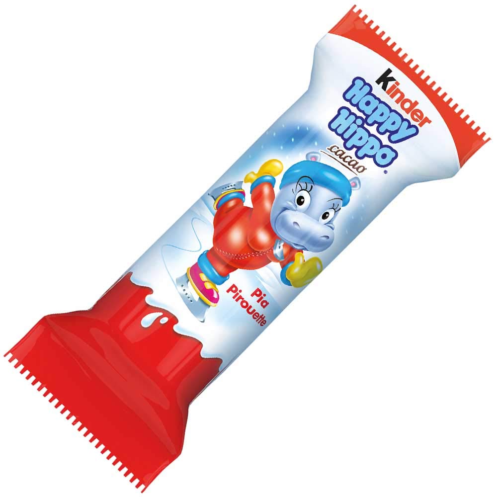 Hippo-shaped Kinder wafer design that delights kids during lunchbox treats.