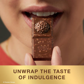 Ferrero Rocher bars serve as a refined coffee break snack.