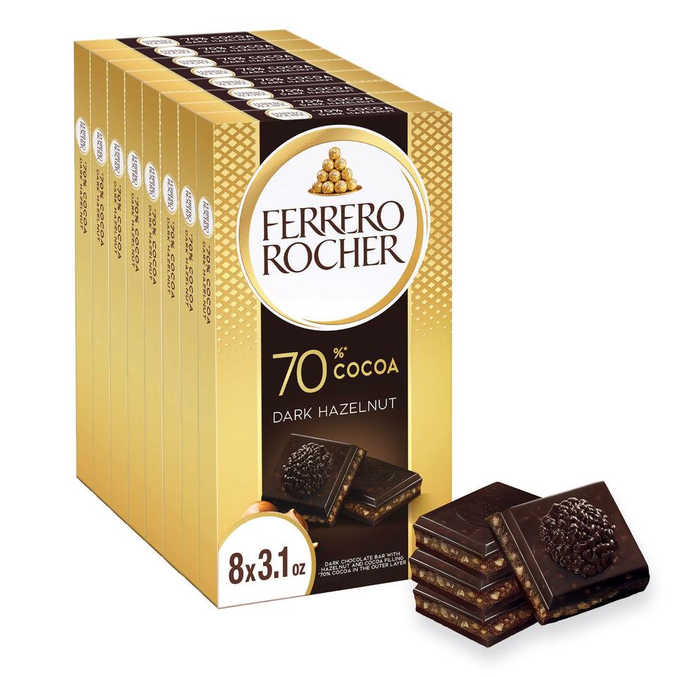 Ferrero Rocher dark chocolate bar with hazelnuts for premium indulgence