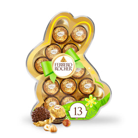Ferrero Rocher Easter Bunny Box 13-count showcases premium chocolate gift for celebrations.