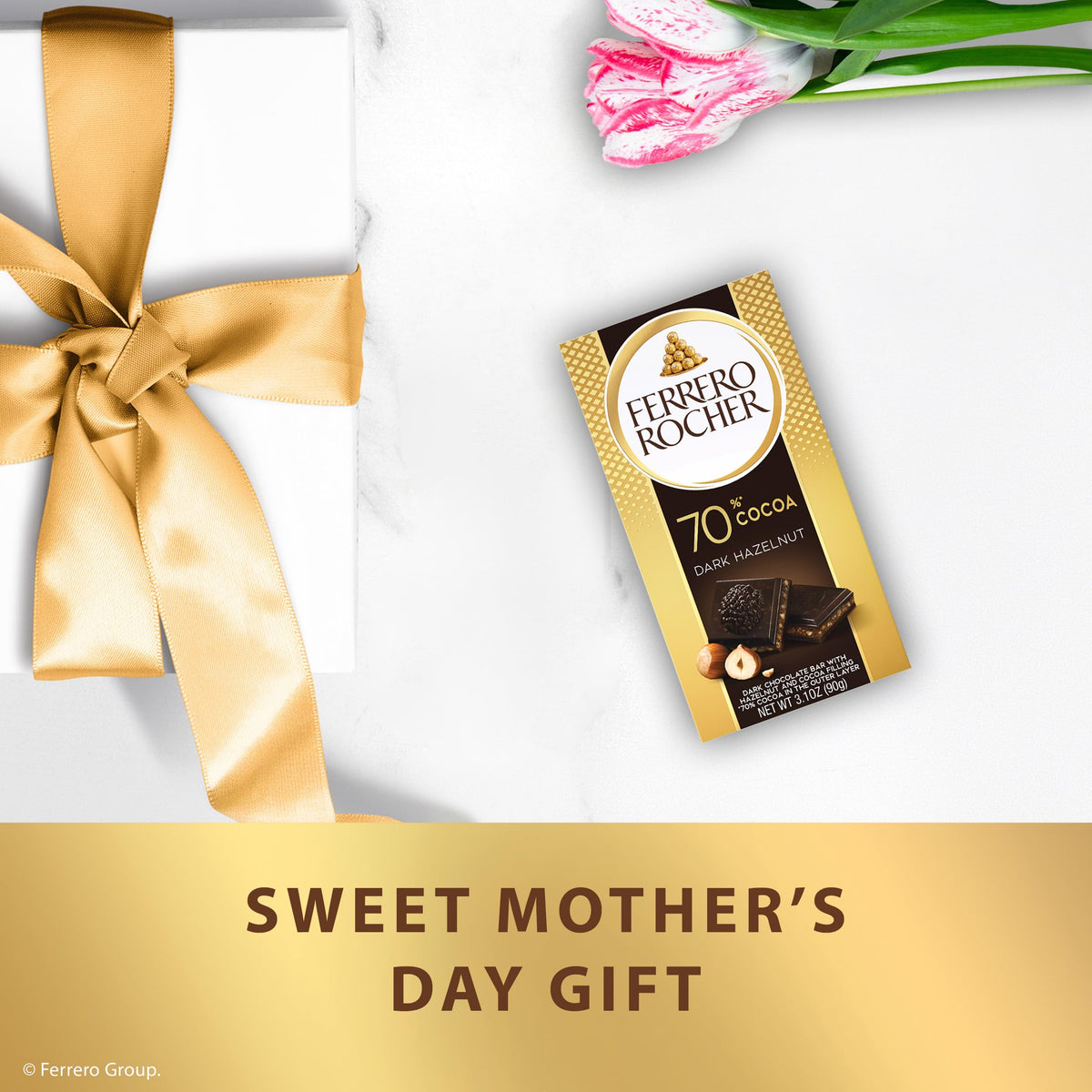 Gold-wrapped Ferrero Rocher bar ready for gifting