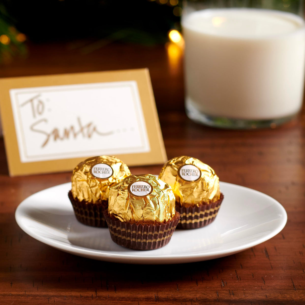Ferrero Rocher hazelnut center with milk chocolate coating, a classic indulgence.