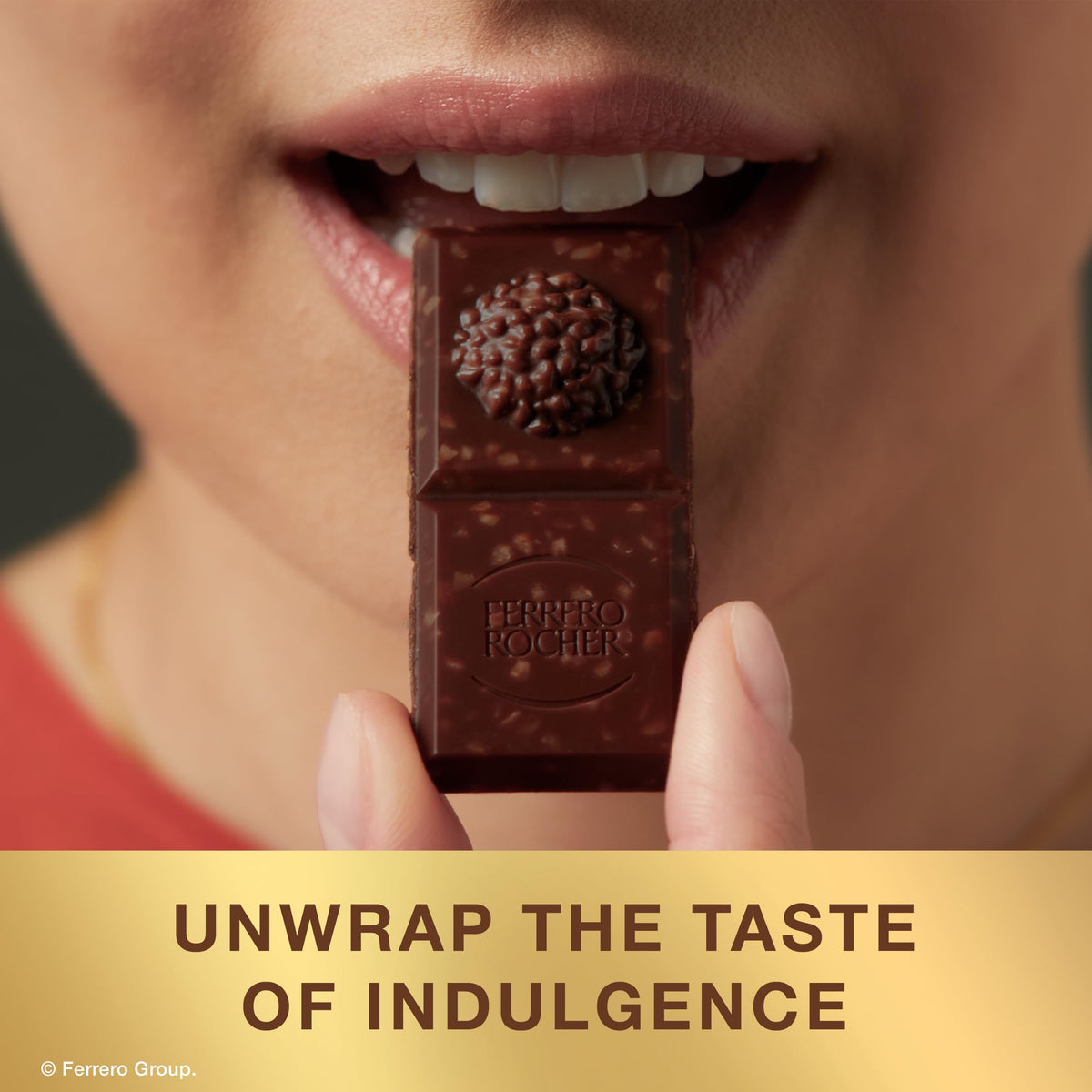 Visible roasted hazelnuts in Ferrero Rocher bar for texture