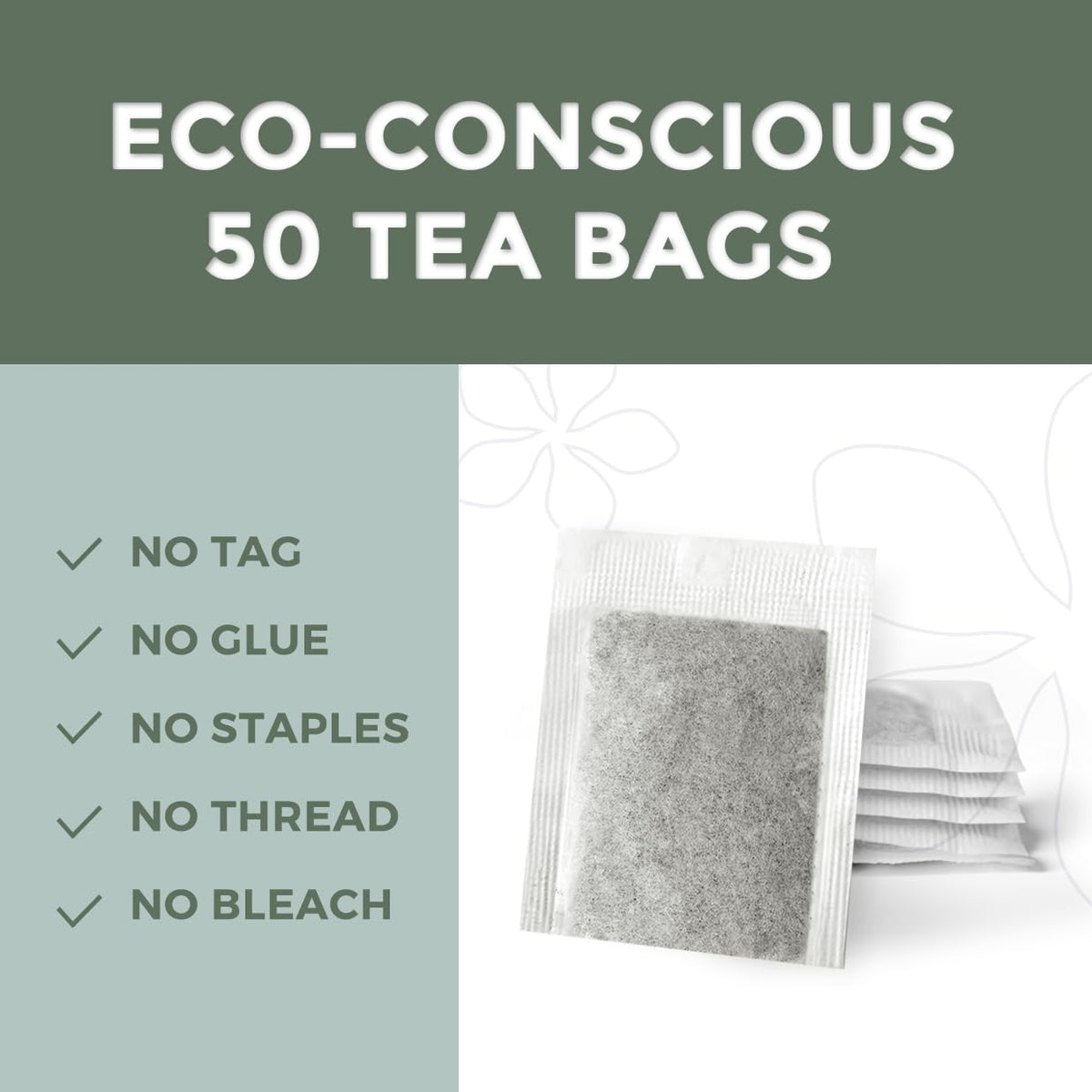Fescha jasmine green tea bags steeping cup aroma invites a calm morning ritual.