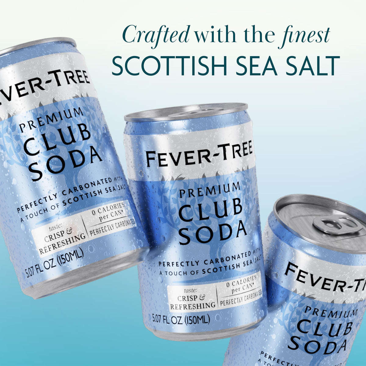 Fever-Tree Club Soda poured into glass highlighting silky texture