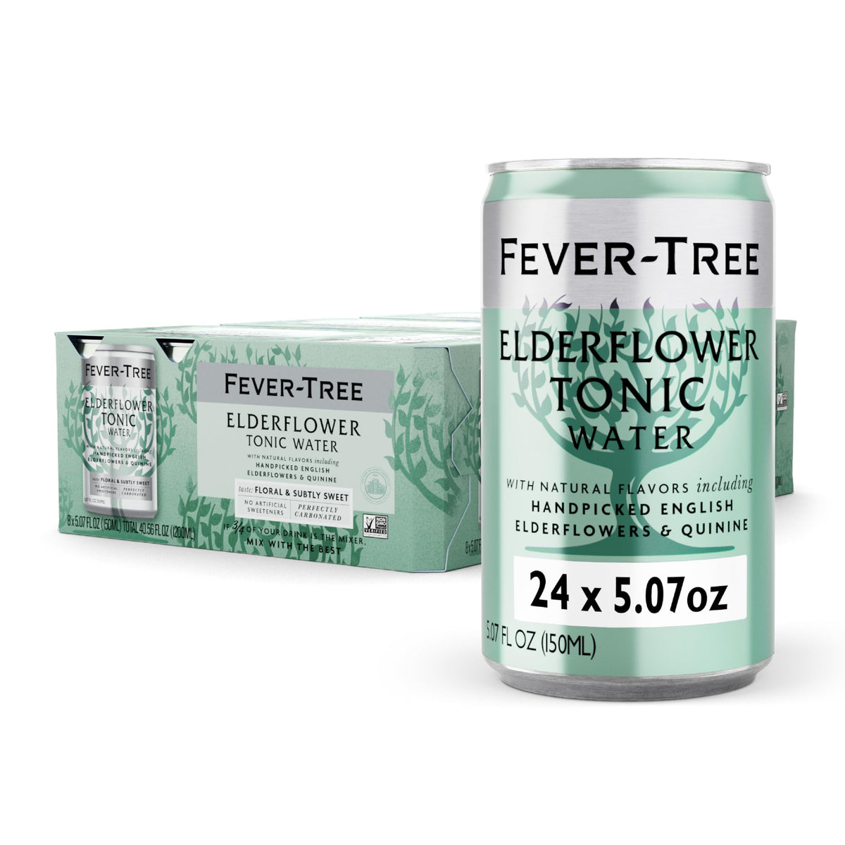 Fever-Tree Elderflower Tonic cans pack for entertaining refreshing non-alcoholic mixers
