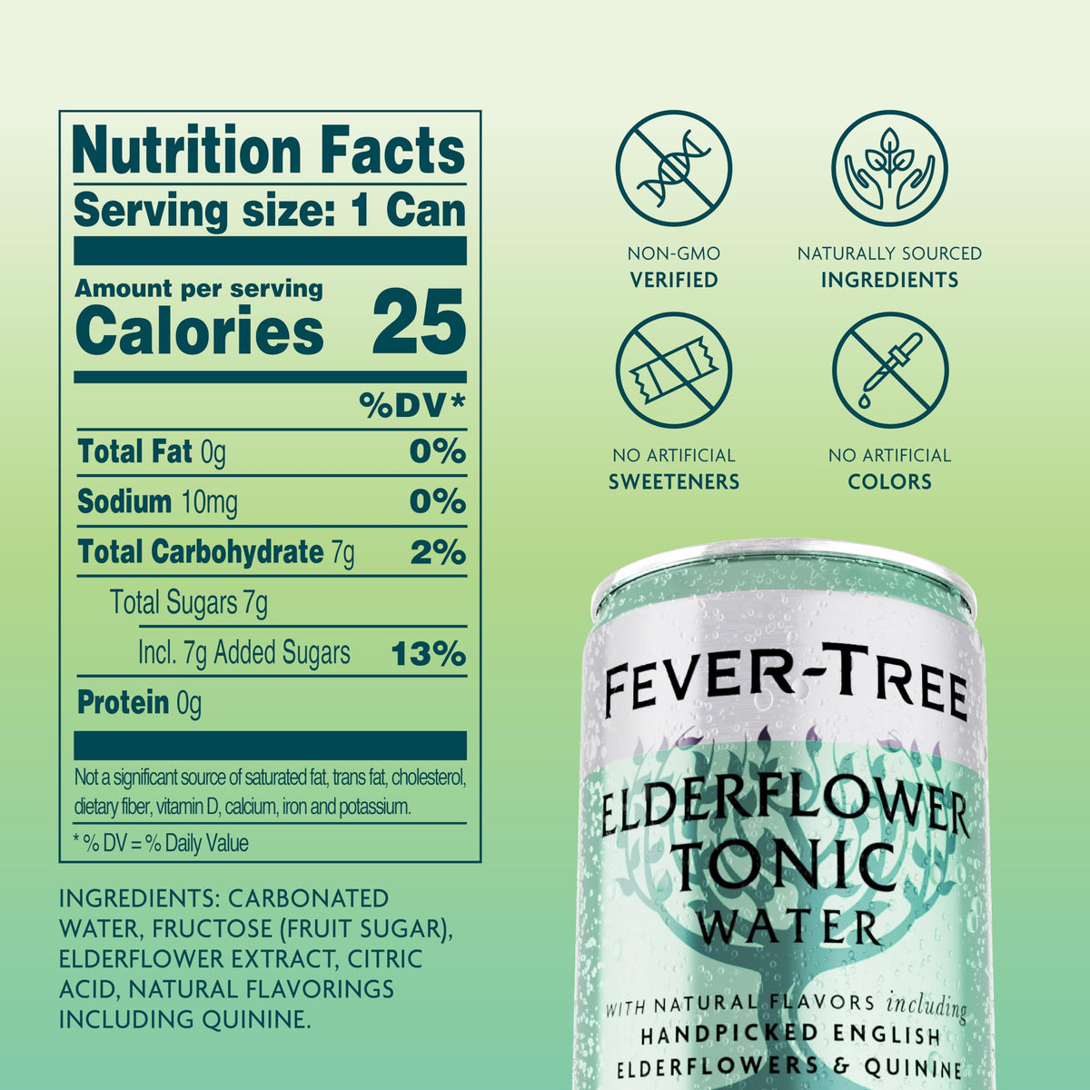 Fever-Tree Elderflower Tonic glass with cocktail for mocktail pairing