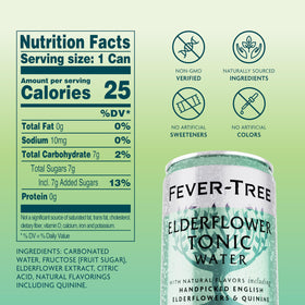Fever-Tree Elderflower Tonic glass with cocktail for mocktail pairing