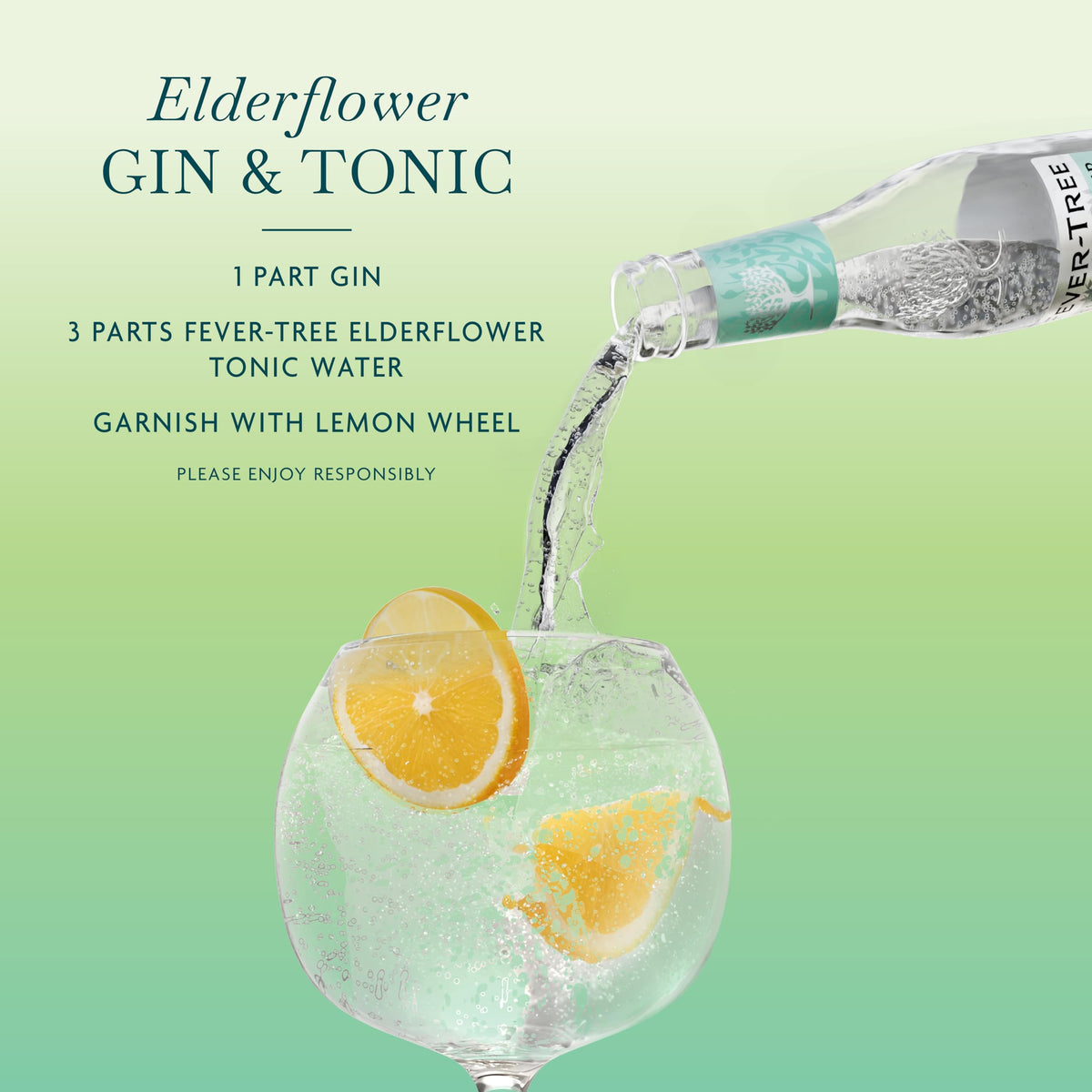Fever-Tree Elderflower Tonic Water in a glass bottle, premium mixer