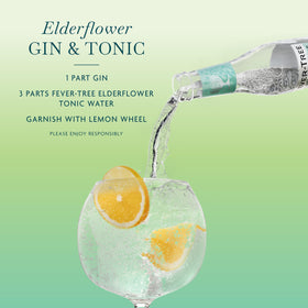 Fever-Tree Elderflower Tonic Water in a glass bottle, premium mixer